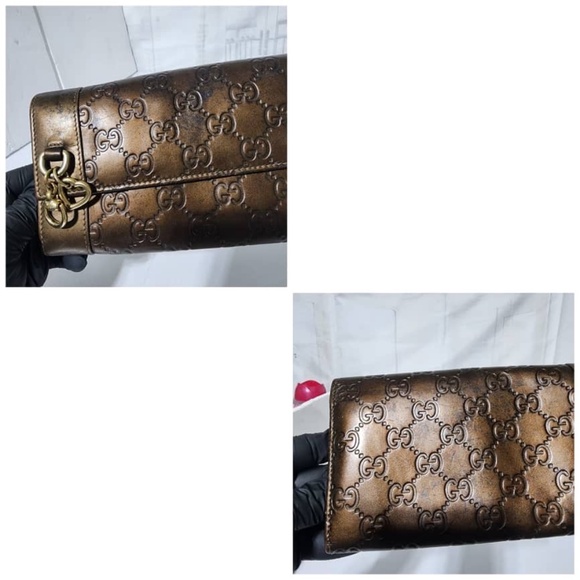 Authentic Gucci GG Signature Leather Wallet Brown - Picture 5 of 14